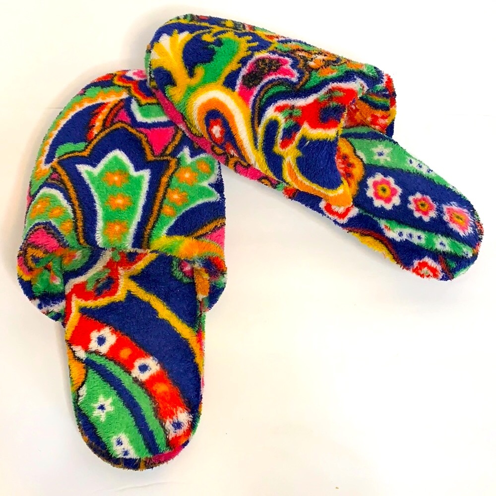 Vera Bradley | Bright Floral & Design Patterned Slippers | Fuzzy House Shoes S